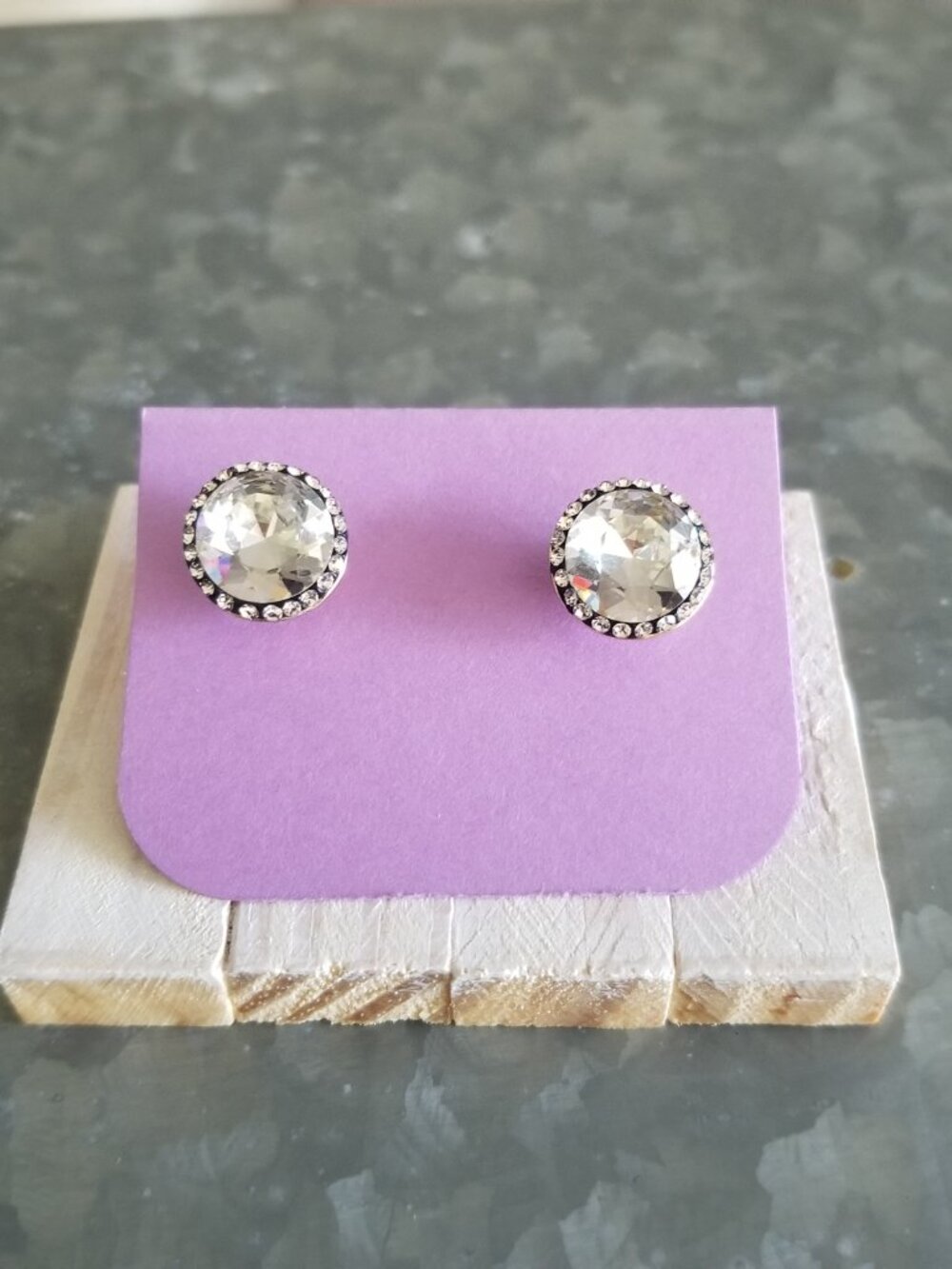 Oversized Crystal Stud Post Earrings Large Round Sparkly